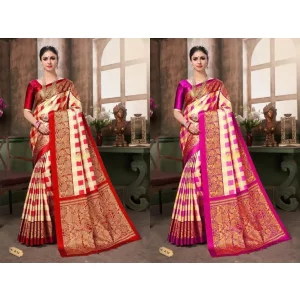 Posh Printed Mysore Silk Saree (Pack Of 2)