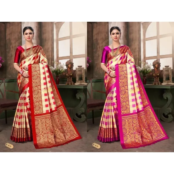 Posh Printed Mysore Silk Saree (Pack Of 2)