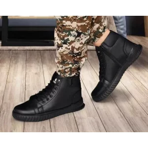 Men's Korean Style High Top Casual Shoes For Men (Black)