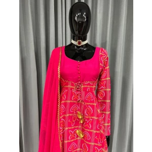 Women's Bandhani Pink Dress