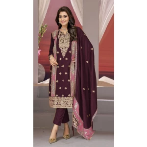 Women's Heavy Embroidery Kurta, Pant and Dupatta Set