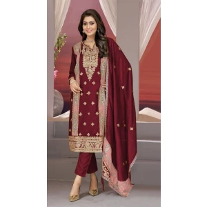 Women's Heavy Embroidery Kurta, Pant and Dupatta Set