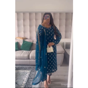 Women's Beautiful Royal Blue Embroidered Dress