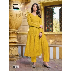 Women's Long Gown with Naira Cut in Heavy Schiffli Work