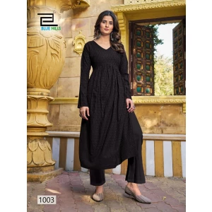 Women's Long Gown with Naira Cut in Heavy Schiffli Work