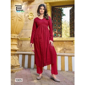 Women's Long Gown with Naira Cut in Heavy Schiffli Work