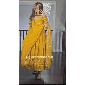 Women's Designer Party Wear Gown With Pant And Dupatta