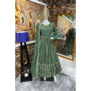 Women's Designer Party Wear Gown With Pant And Dupatta