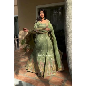 Women's Designer Gown With  Pant And Dupatta