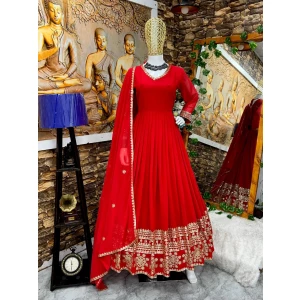 Women's Elegant Gown With Pant And Embroidery Dupatta