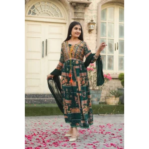 Women's Georgette Kurti, Plazzo and Dupatta Set