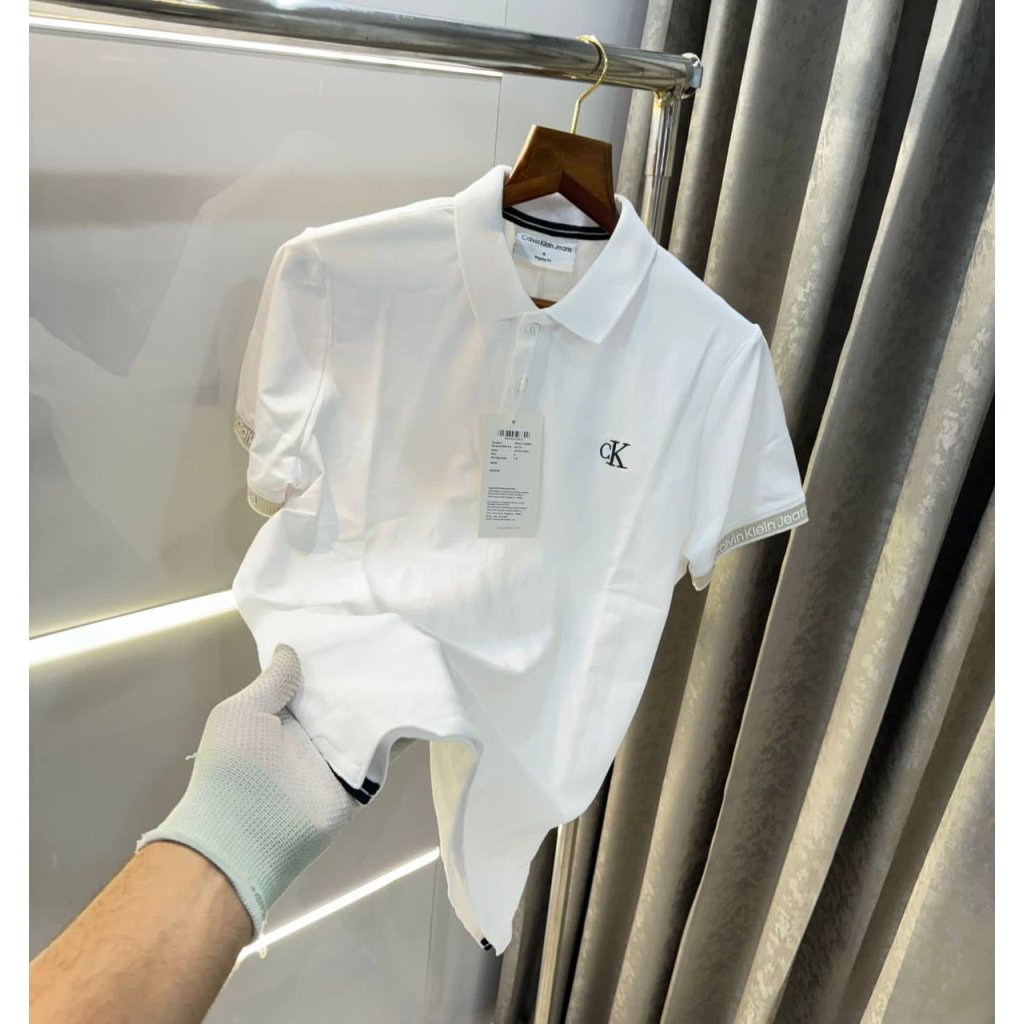 Calvin Klein White Cotton Men Polo