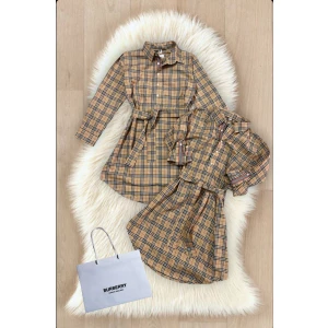 Women’s Burberry Vintage Checkered Tie Waist Shirt Dress