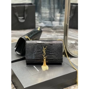 Women’s Saint Laurent Paris Black YSL Croc Sling Bag