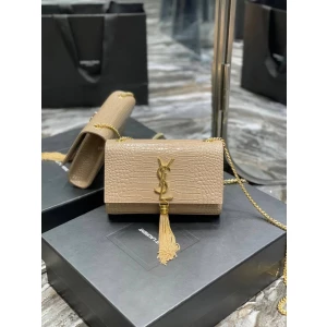 Women’s Saint Laurent Paris Beige YSL Croc Sling Bag