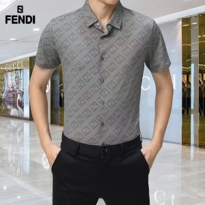 Men's Fendi FF Monogram Grey Half Sleeves Seamless Shirt
