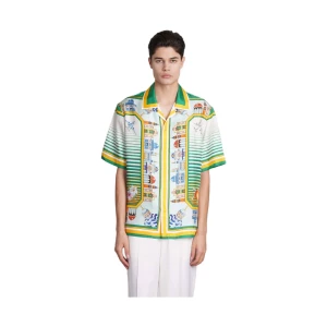 Men’s Casablanca Graphic Print Half Sleeve Satin Silk Shirt