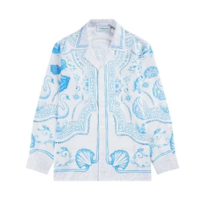 Men’s Casablanca White Graphic Satin Silk Partywear Shirt