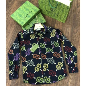 Men’s Gucci All-Over GG Embossed Tich Button Jacquard Shirt