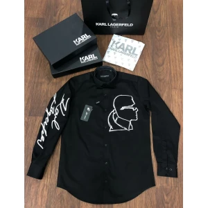 Mens Karl Lagerfeld Signature Logo Black Shirt