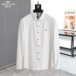 Emporio Armani Striped Authentic White Shirt For Men