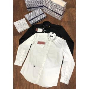 Mens Christian Dior Logo Pack Of 2 Regular Fit Cotton Shirts Black & White