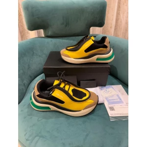 Mens Prada Systeme Brushed Leather Sneakers