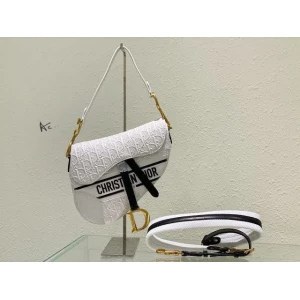 Women’s Christian Dior Genuine leather White Saddle Bag