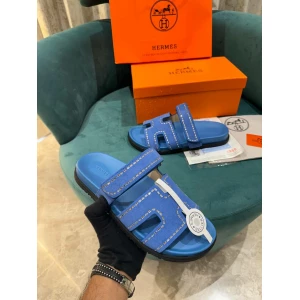 Men’s Hermes Calfskin Blue Chypre Sandals