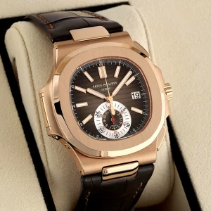 Men’s Patek Philippe Nautilus Automatic Leather Strap Watch 41 mm