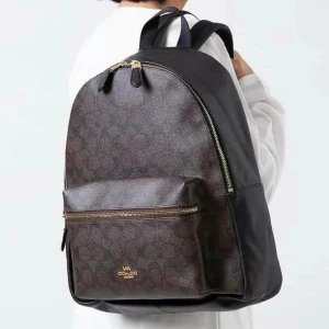 Unisex Coach Charlie Cc Monogram Premium Brown Backpack