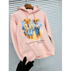 Women's Ralph Lauren Polo Bear Premium Pink Hoodie