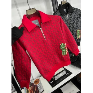 Kids Christian Dior Oblique Zipper Red Cd Sweatshirt For Boys