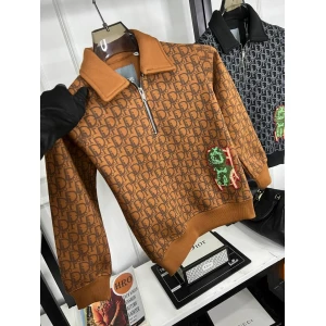 Kids Christian Dior Oblique Zipper Brown Cd Sweatshirt For Boys