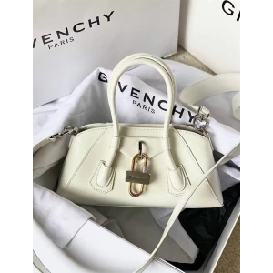 Women's Givenchy Antigona Mini Stretch Leather White Shoulder Bag with Strap
