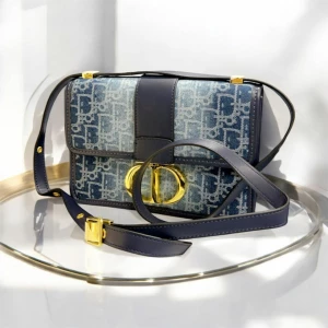 Women's Christian Dior 30 Montaigne East West Denim Oblique Shoulder Bag