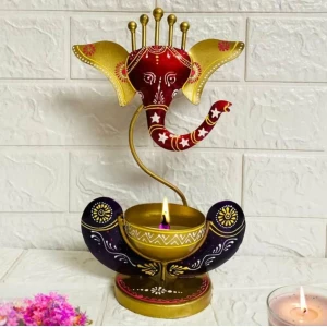 Intricately Crafted Spiritual Decor Ganesha with Tealight Candle Holder
