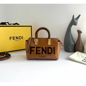 Women's Fendi FF Logo Stamp Boston Hand Bag with Sling
