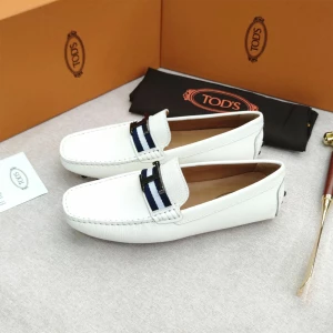 Men's Tod's T Logo White Luxury Leather Loafers