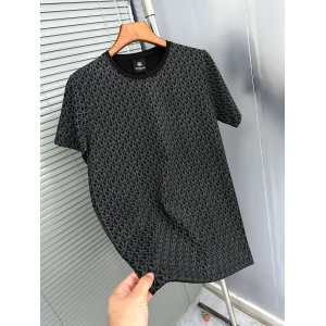 Men's Michael Kors All Over Mk Monogram Printed Black Round Neck T-shirt