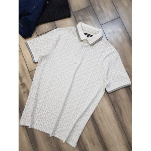 Men's Michael Kors Imported All Over MK Monogram White Polo T-shirt
