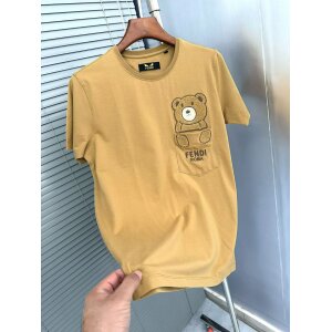 Men's Fendi  Imported Premium Brown Round Neck T-shirt