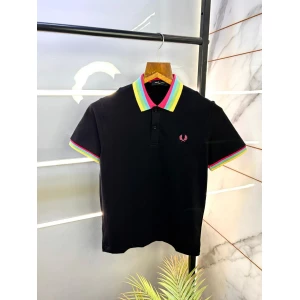 Fred Perry Signature Logo Black Polo T-shirt For Men