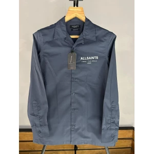 Men's All Saints Full Sleeves Blue Cotton Shirt