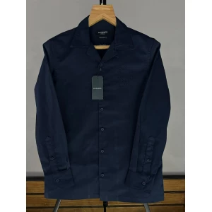 Men's All Saints Navy Blue Full Sleeves Cotton Shirt