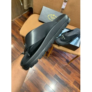 Men's Prada Logo Leather Slides | Luxury Footwear