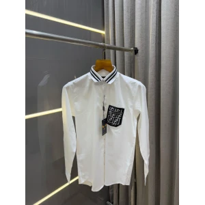 Men's Fendi Logo Patch Partywear White Shirt