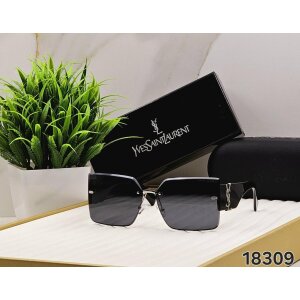 Women's Rimless Yves Saint Laurent YSL Logo Black Sunglasses