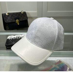 Gucci GG Small Monogram Canvas & Leather Unisex White Cap