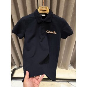 Men's Coach Embroidery Logo Luxury Black Polo Tshirt